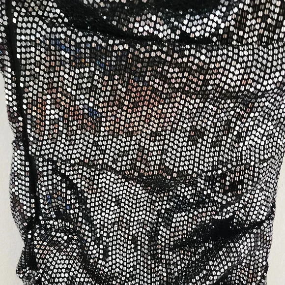 Ba&sh Maelle Embellished Sequin Strapless Bodycon Mini Dress Silver Black XS - Picture 6 of 8